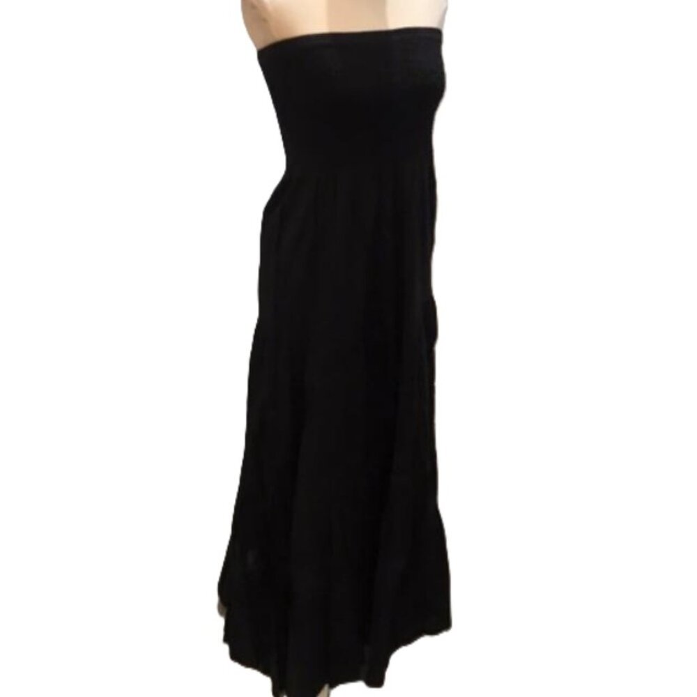Michael Kors Black Smocked Bandeau Bodice Tiered Layerd Maxi Dress NWT $150 - Picture 4 of 9